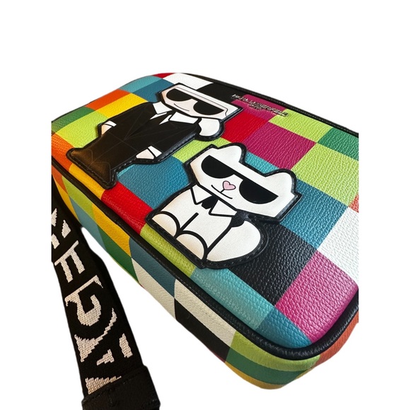 🆕KARL LAGERFELD Paris Maybelle colorblock check crossbody camera shoulder bag - Picture 6 of 12